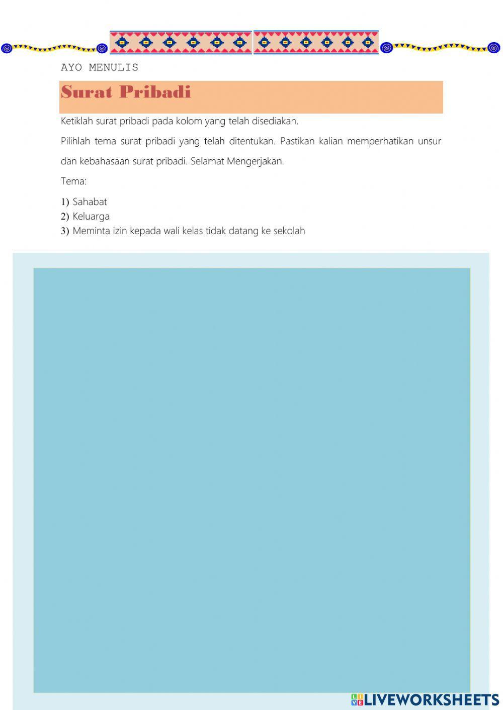 LKPD Menulis Surat Resmi dan Surat Pribadi
