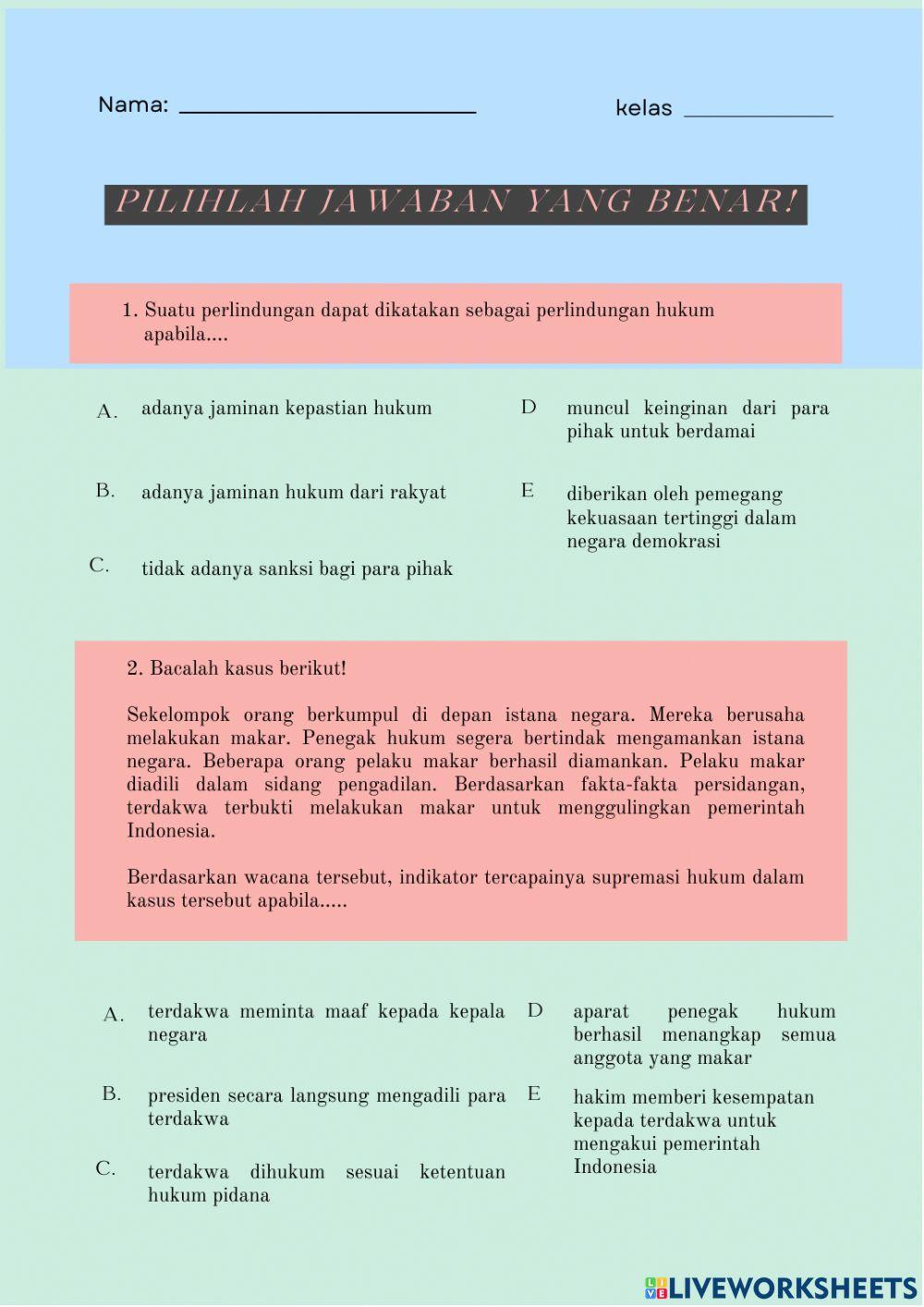 Soal perlindungan dan penegakan hukum