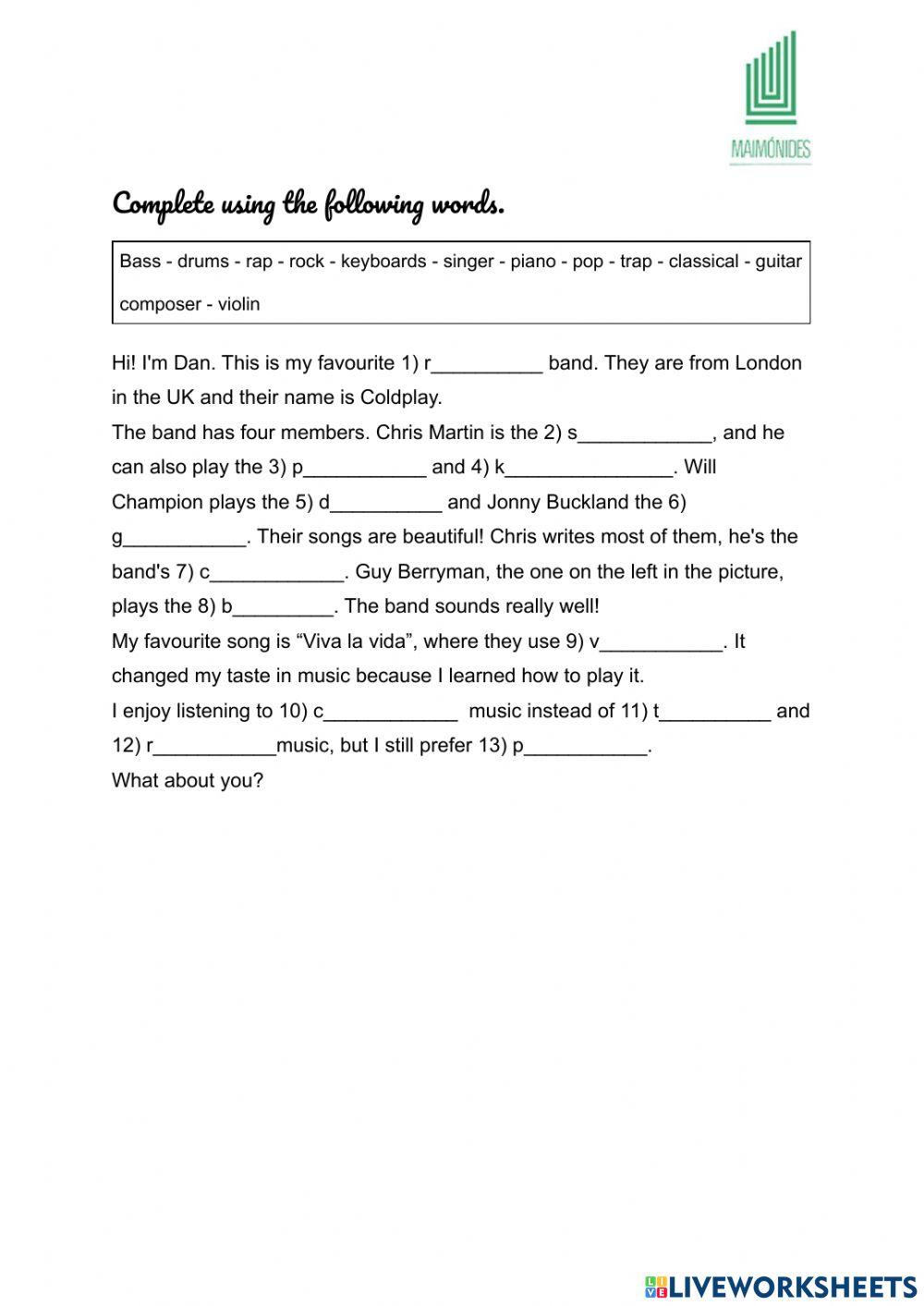 My favourite band: Coldplay