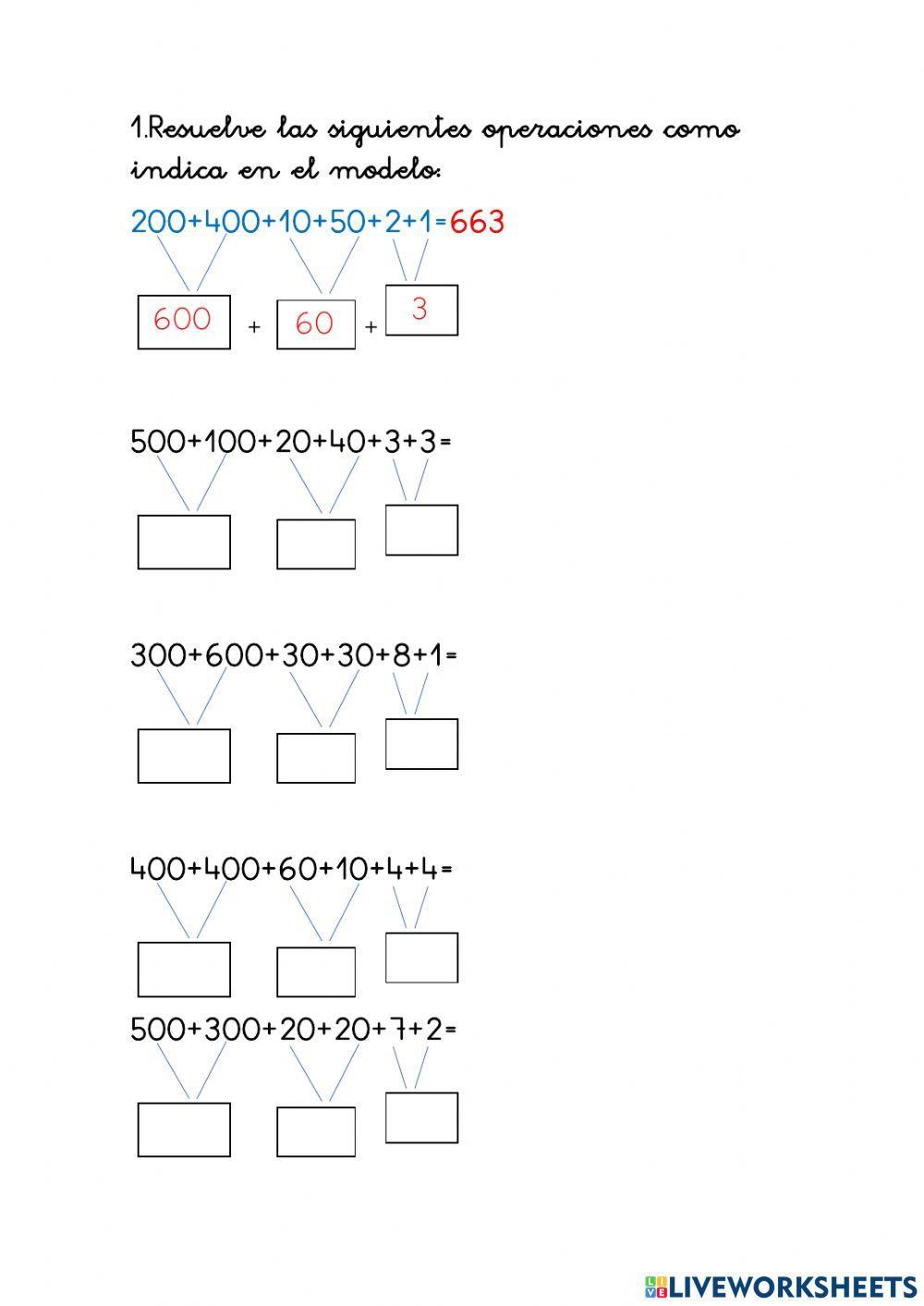 Diagramas, sumas en árbol y Unidades, decenas y centenas