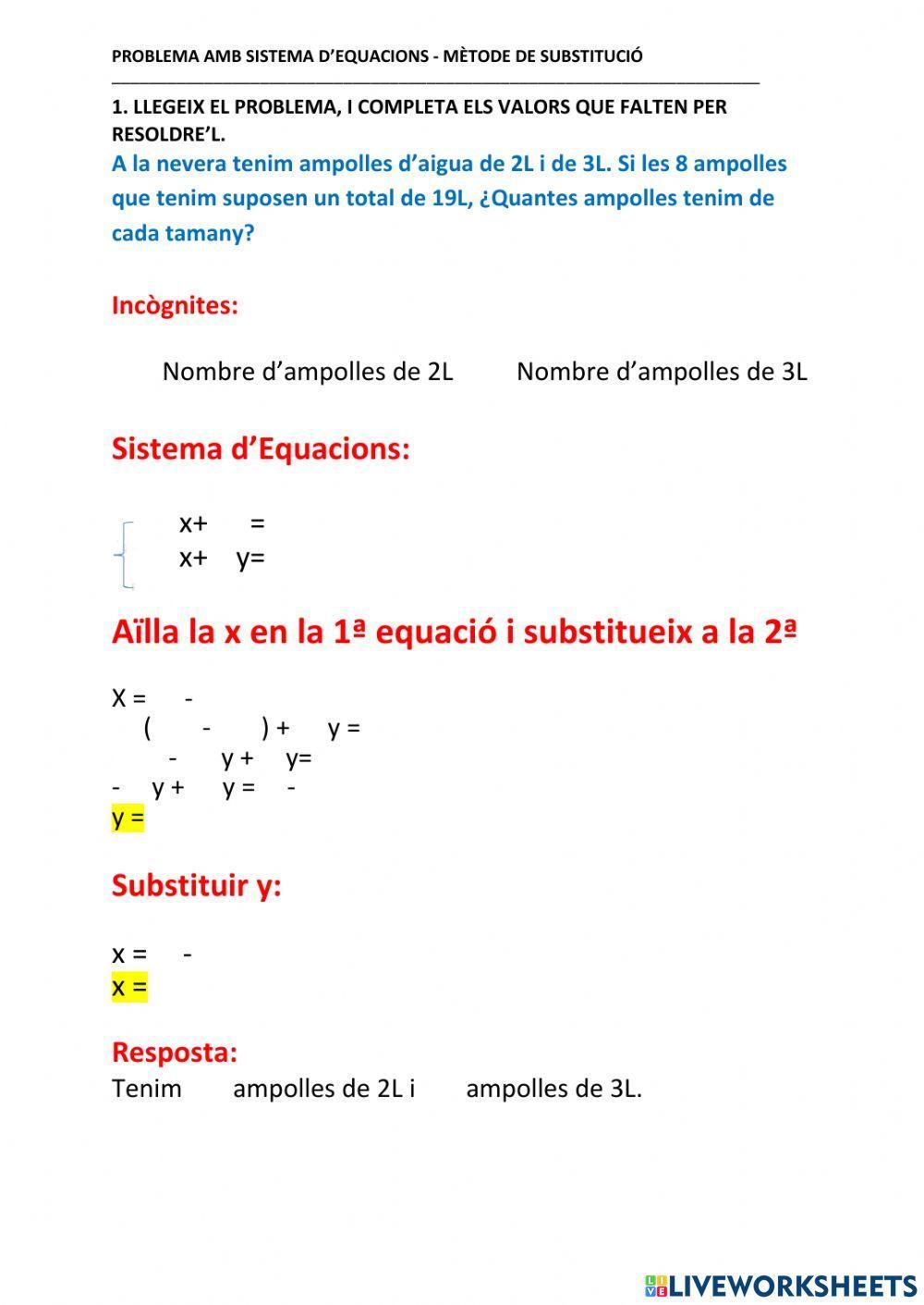 Sistemes d'equacions