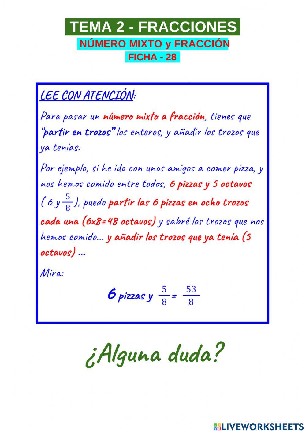 NÚMERO MIXTO y FRACCIÓN