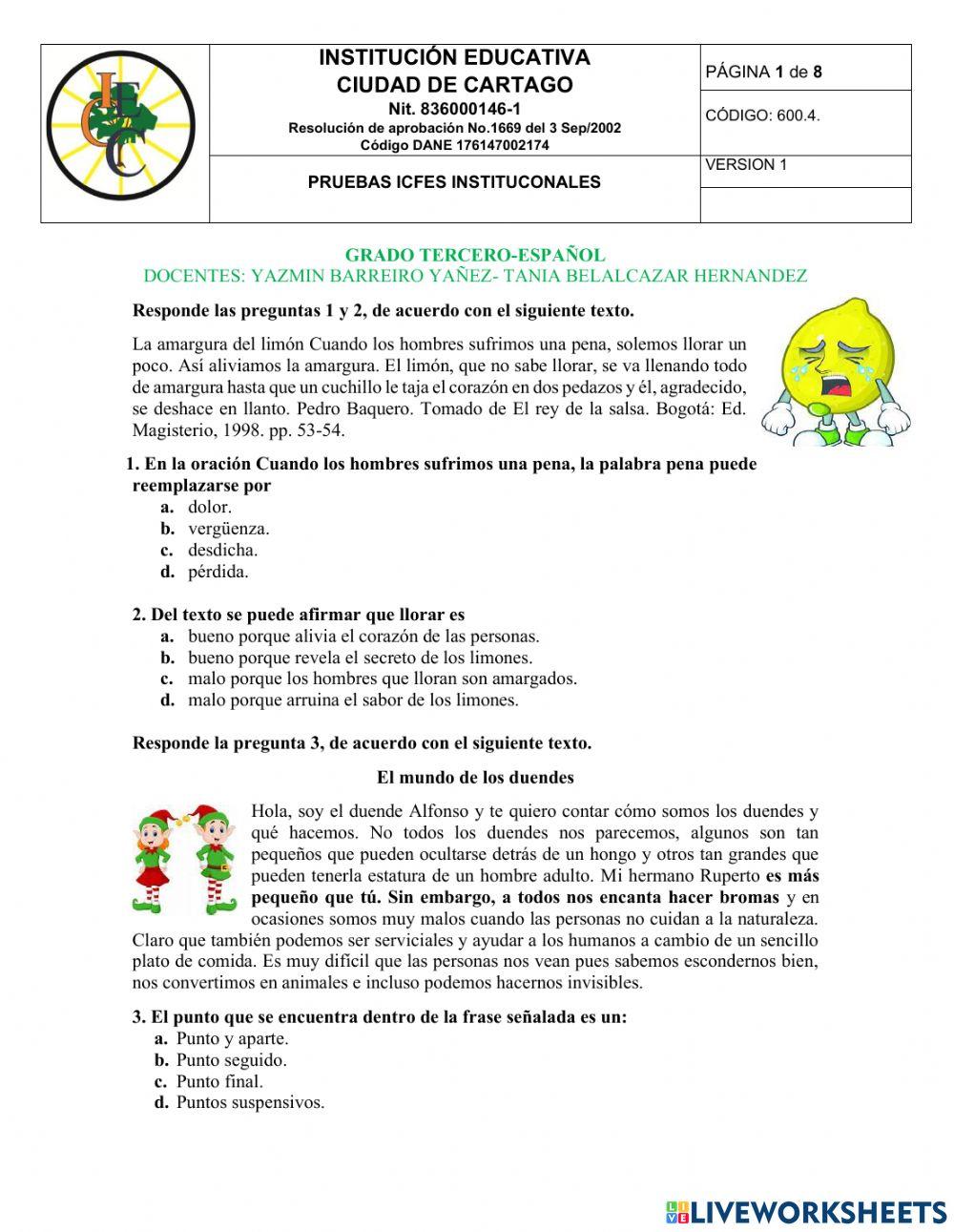 Pruebas institucionales