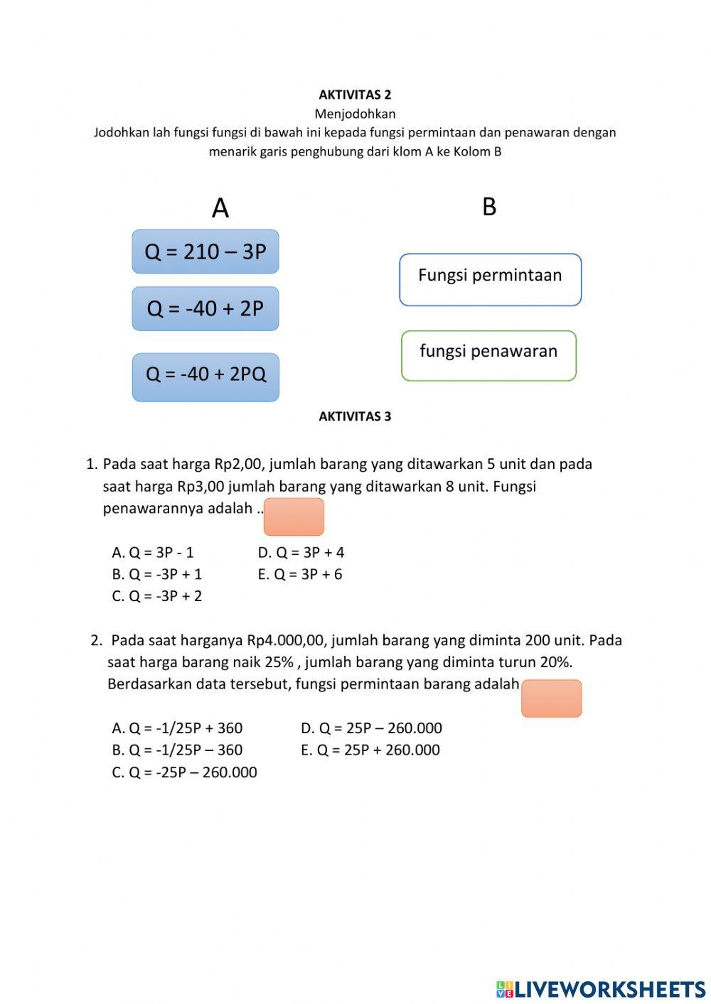 Funngsi permintaan dan penawaran
