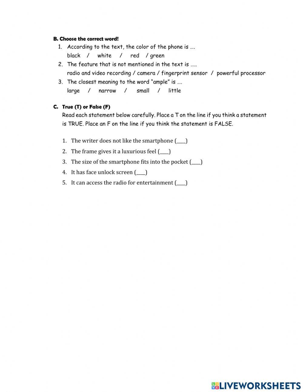 Descriptive Text worksheet for X | Live Worksheets
