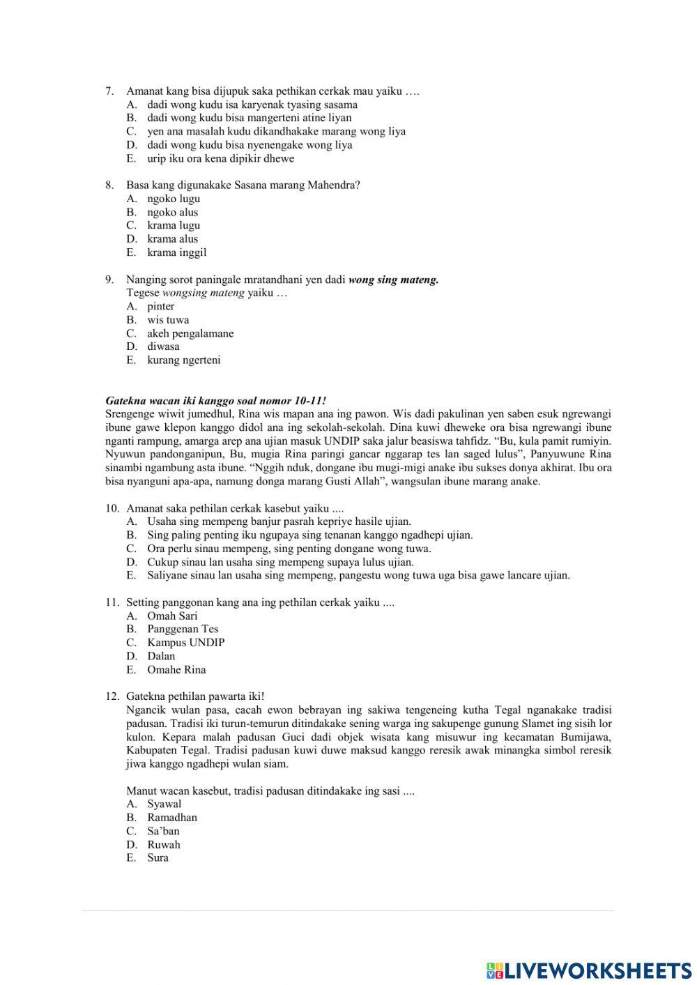 Asesmen Bahasa Jawa X 22-23