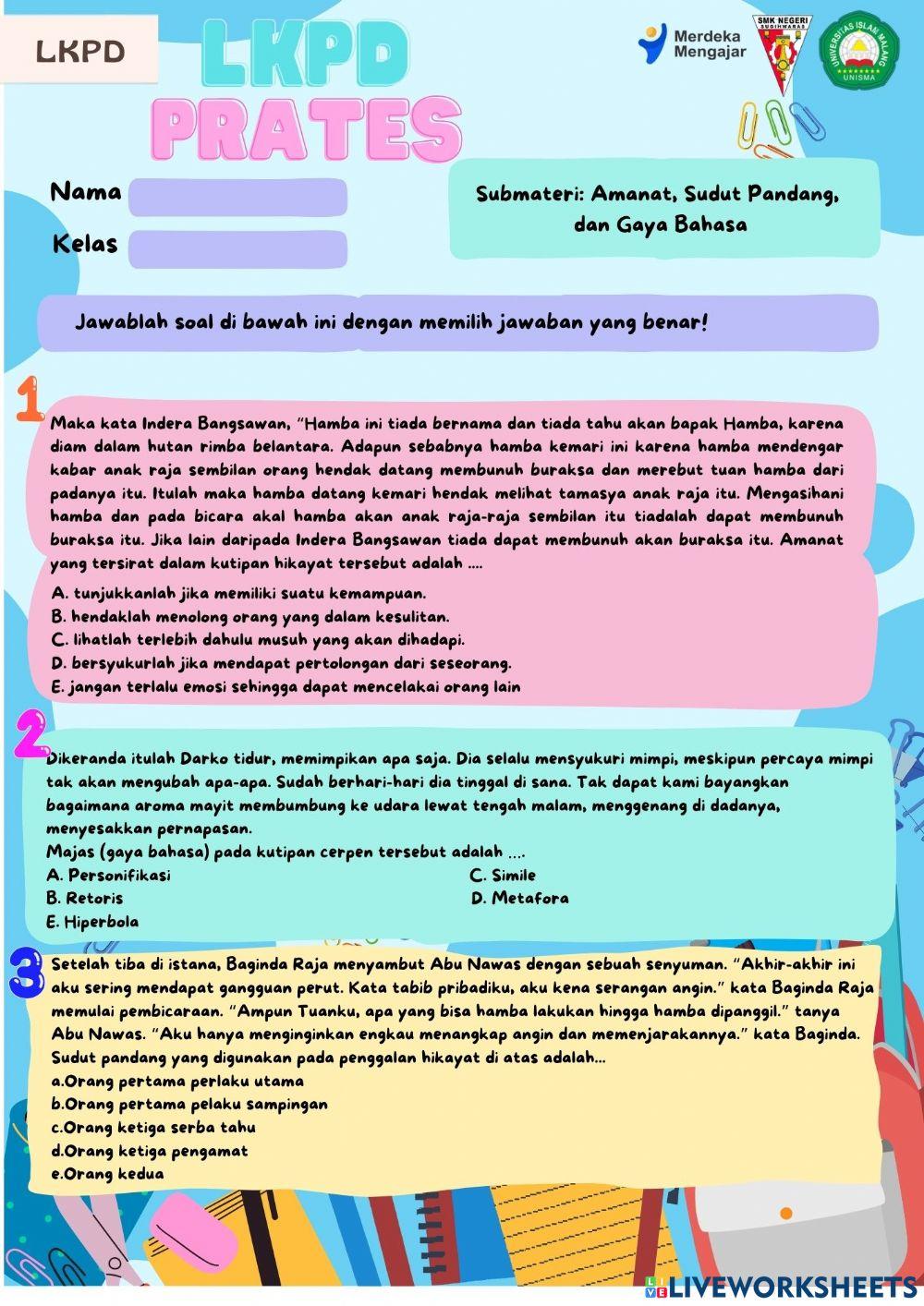 Hikayat amanat, sudut pandang, gaya bahasa