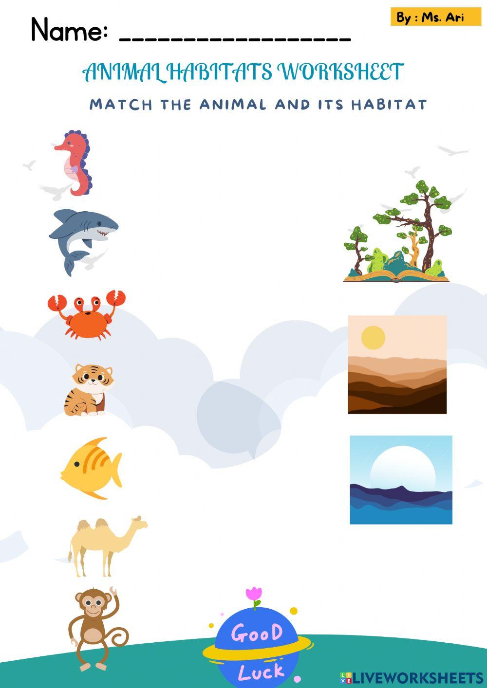 Animal Habitats 1414 kunyik Live Worksheets