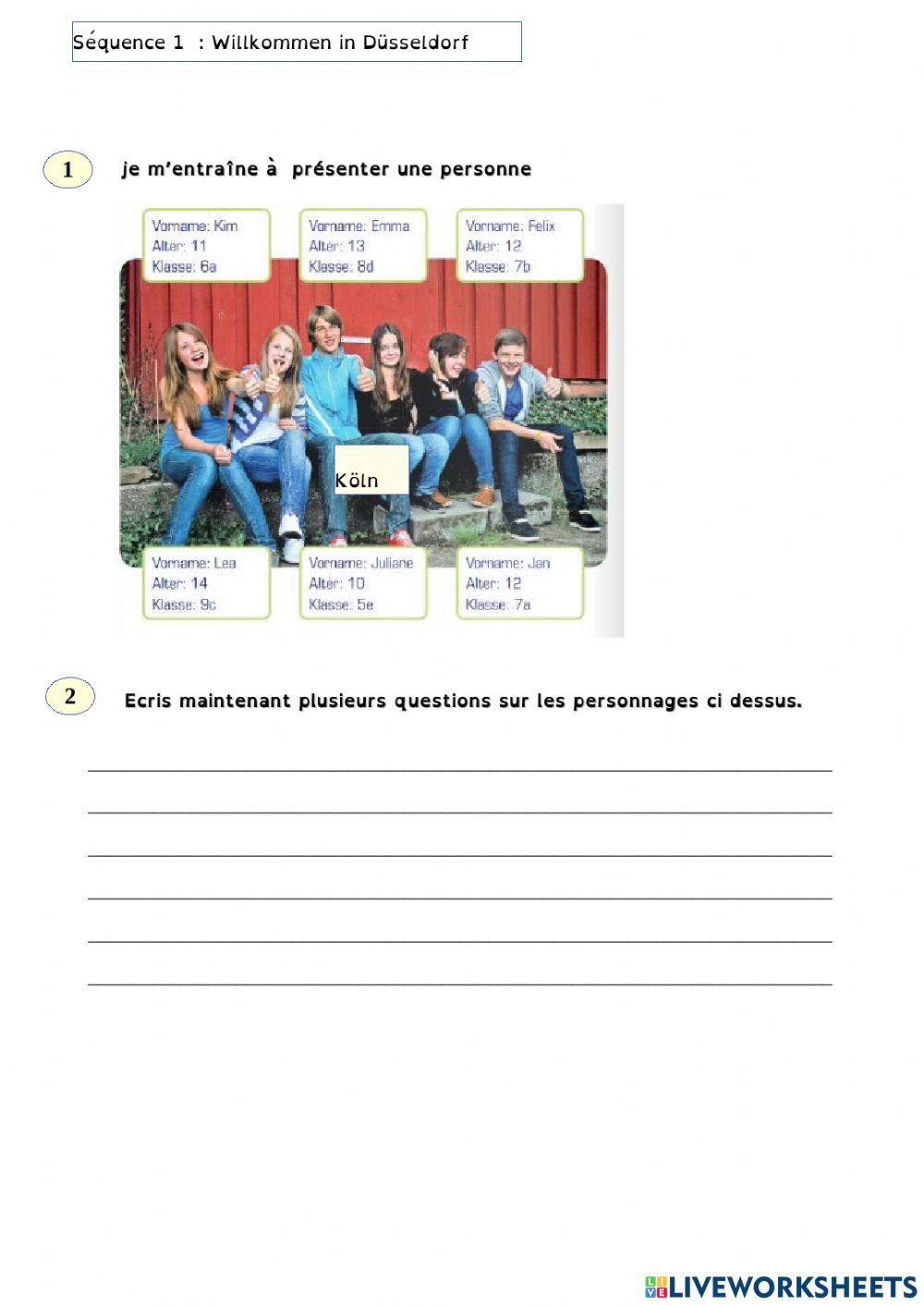 Se présenter interactive worksheet for collège | Live Worksheets