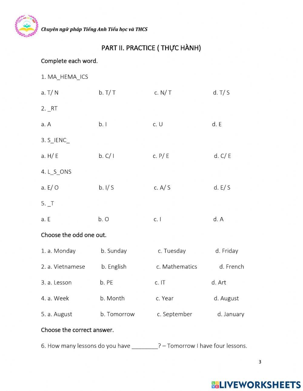 TA5.U6 how many lessons do you have today