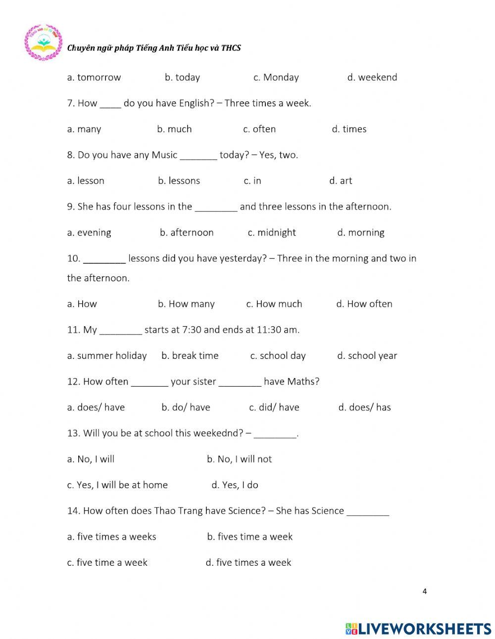 TA5.U6 how many lessons do you have today