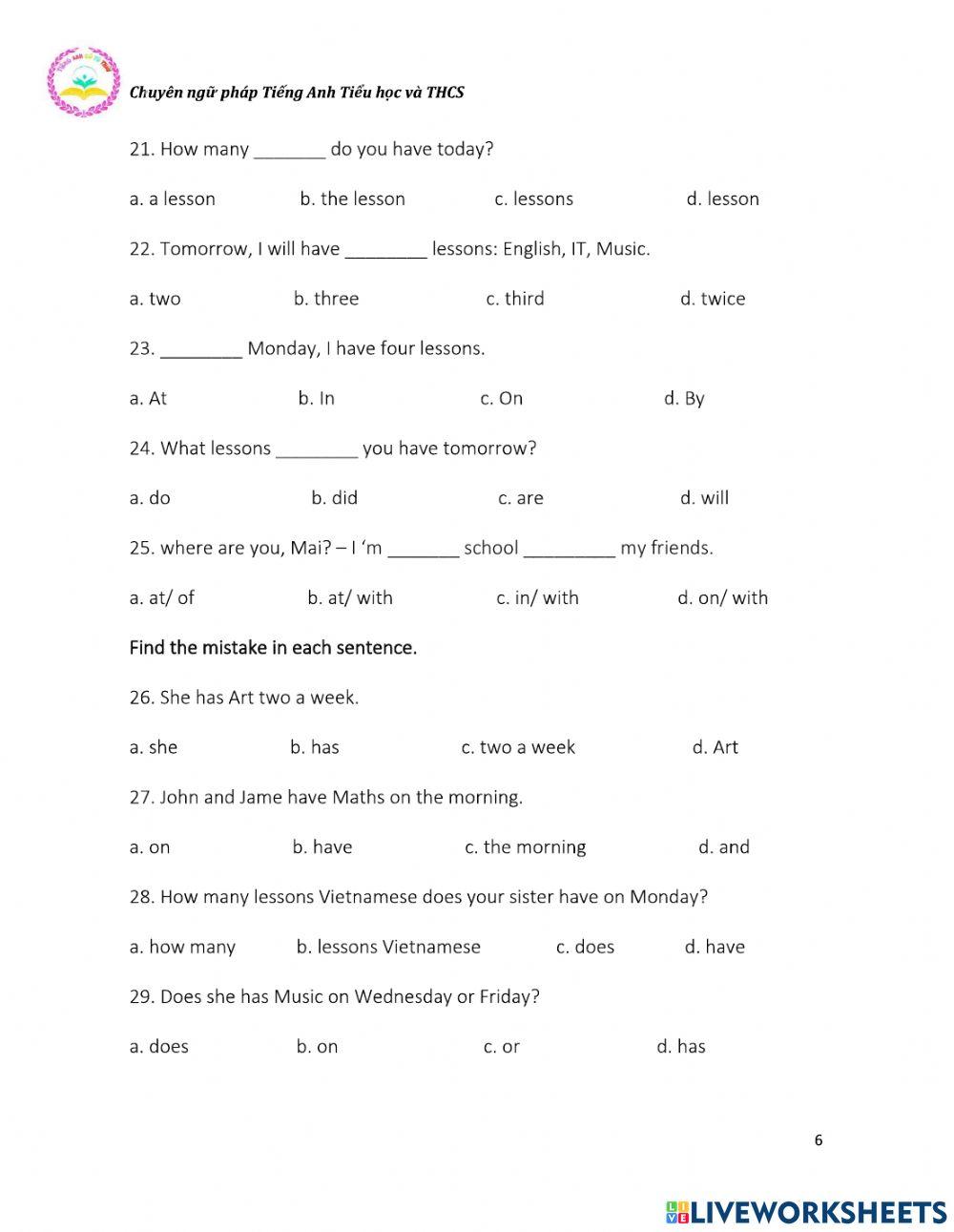TA5.U6 how many lessons do you have today
