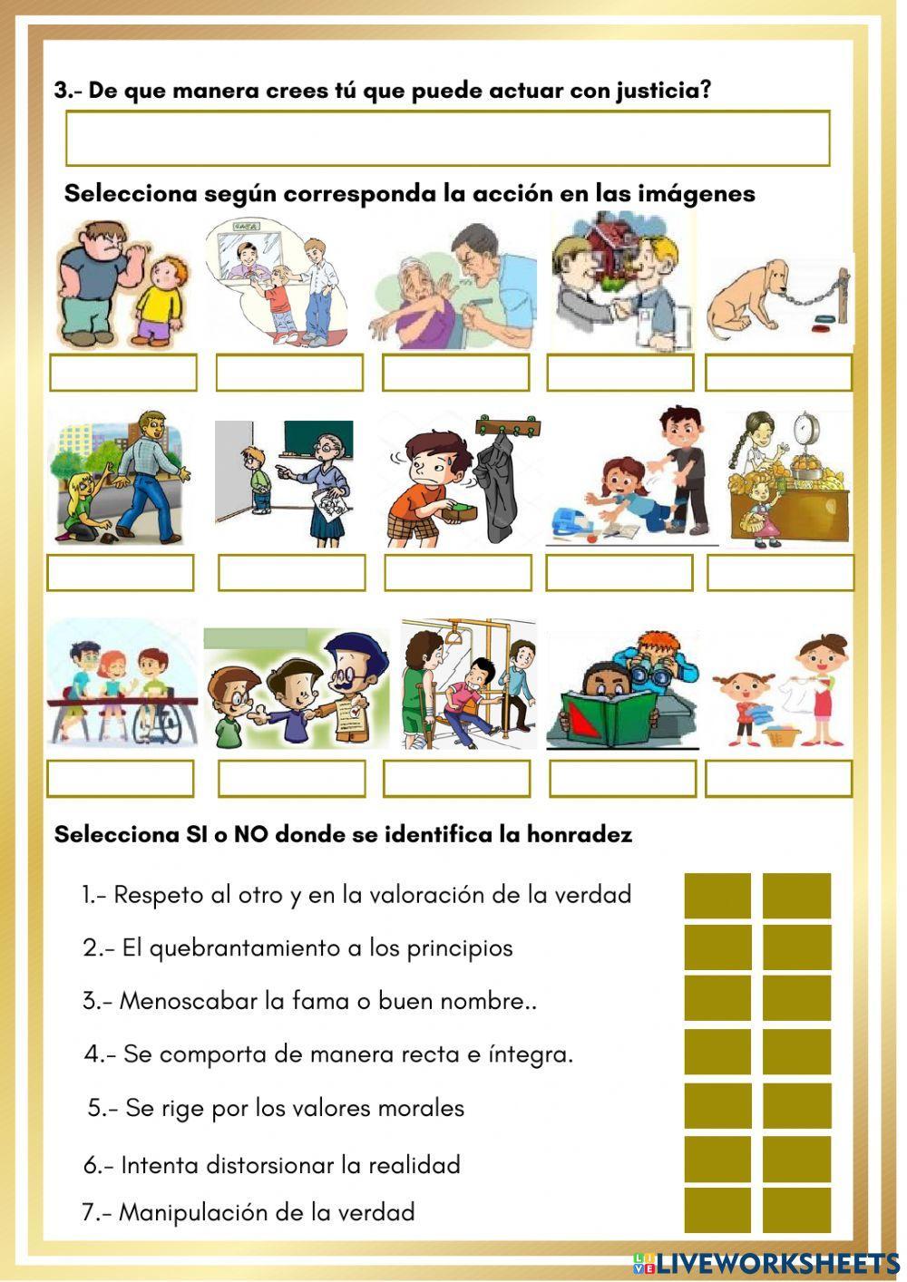 Valores: la justicia y la honradez