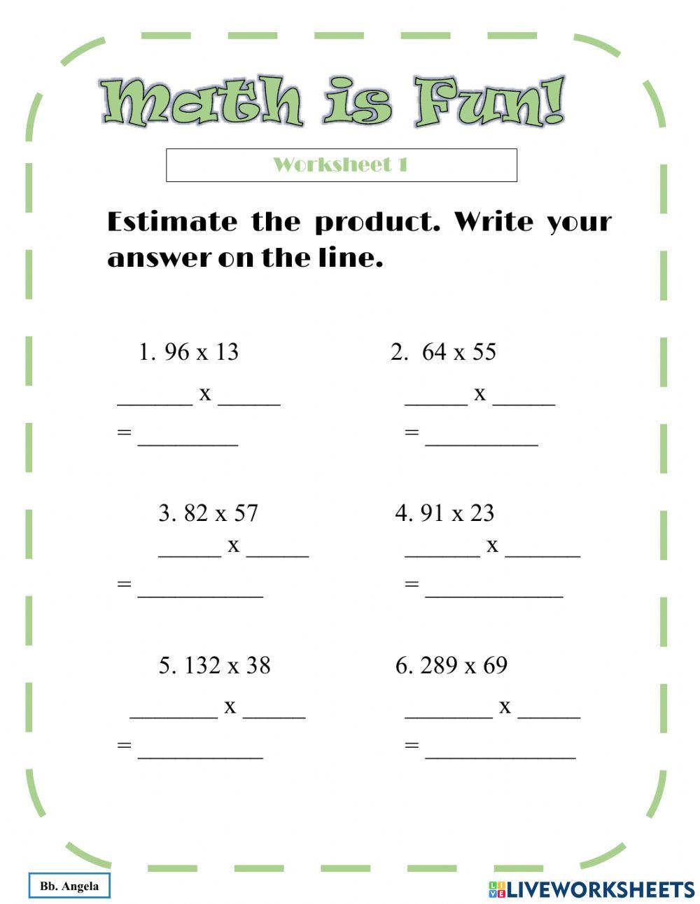 2211839 Estimation and Mental Multiplication