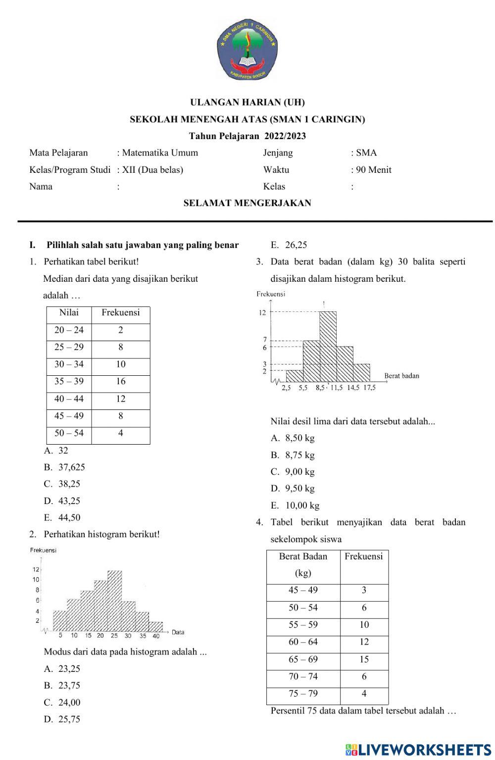 Ulangan harian statistika