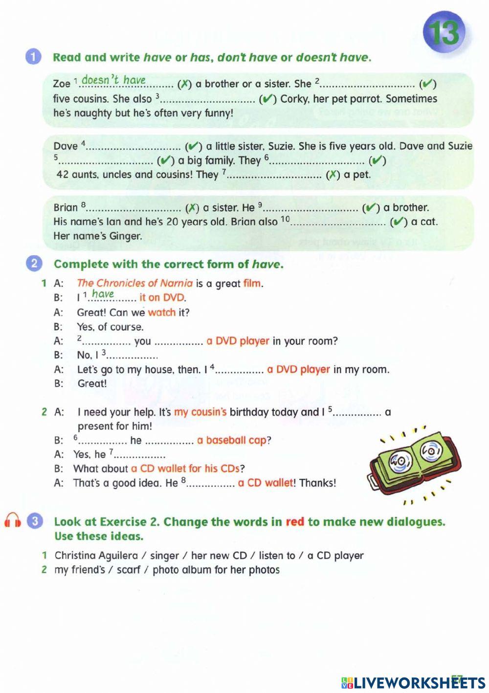 Idict 2 - Unit 4 - Lesson 9: have-.has