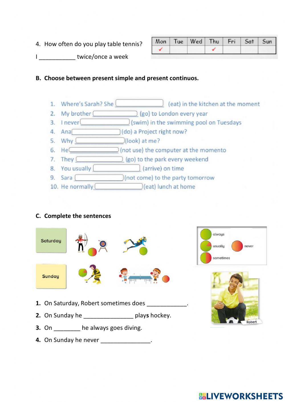 Present simple and continuous