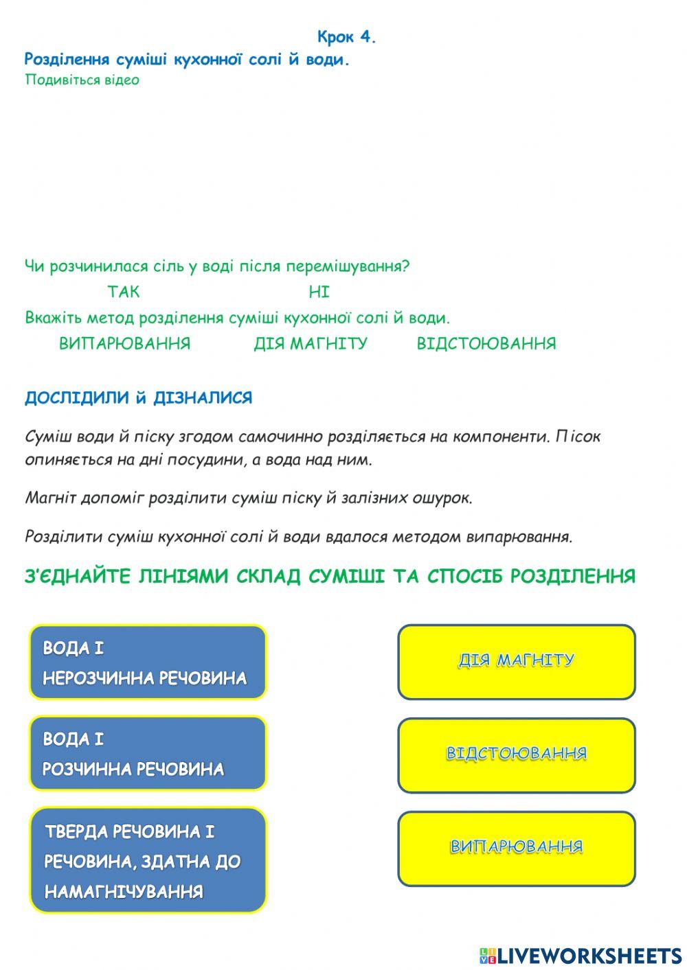 Дослідження «Способи розділення сумішей»