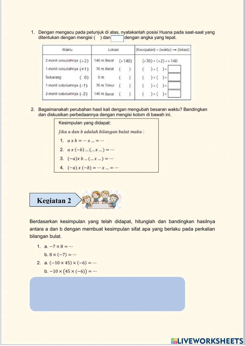 Perkalian Bilangan Bulat