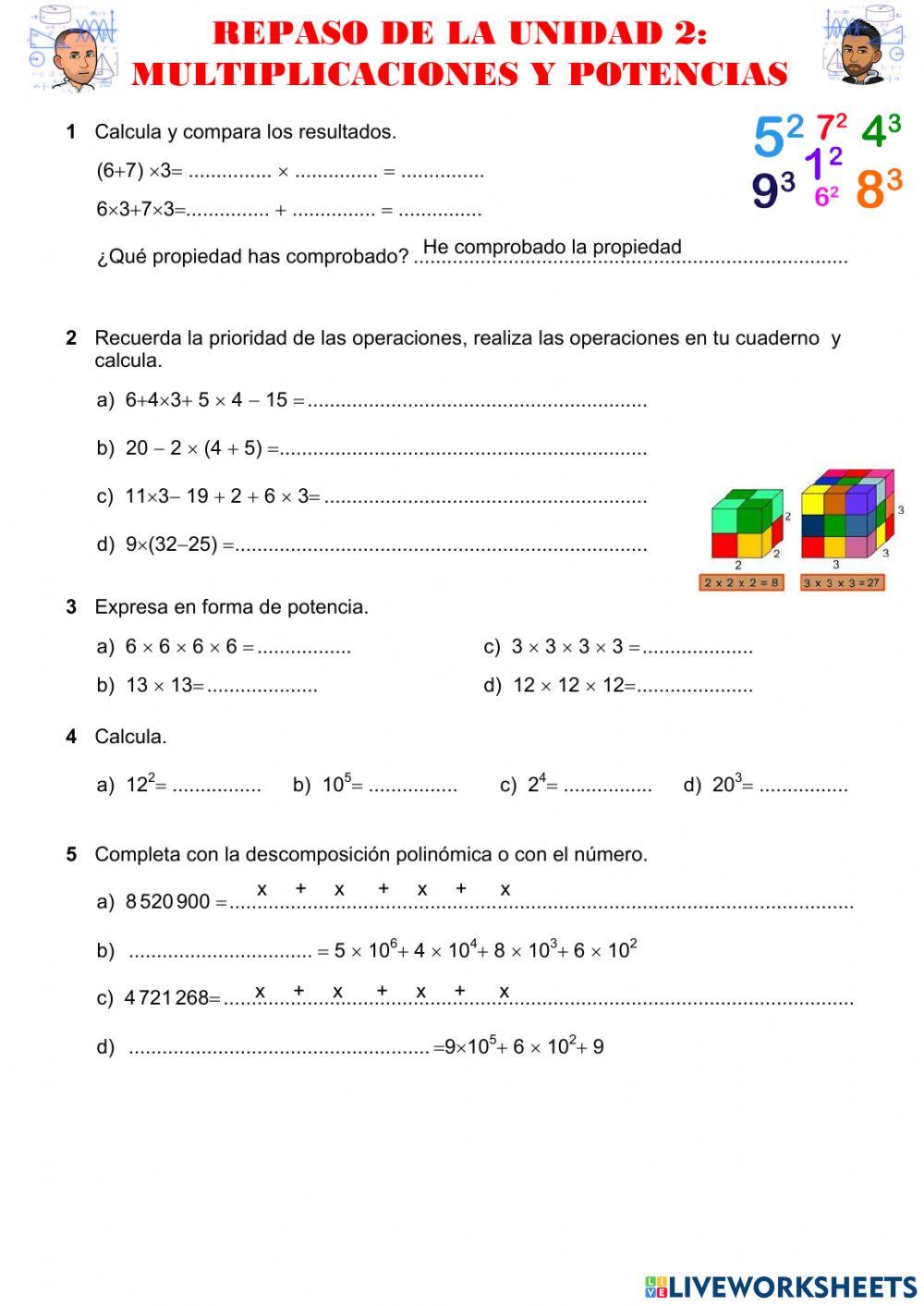 potencias y multiplicaciones