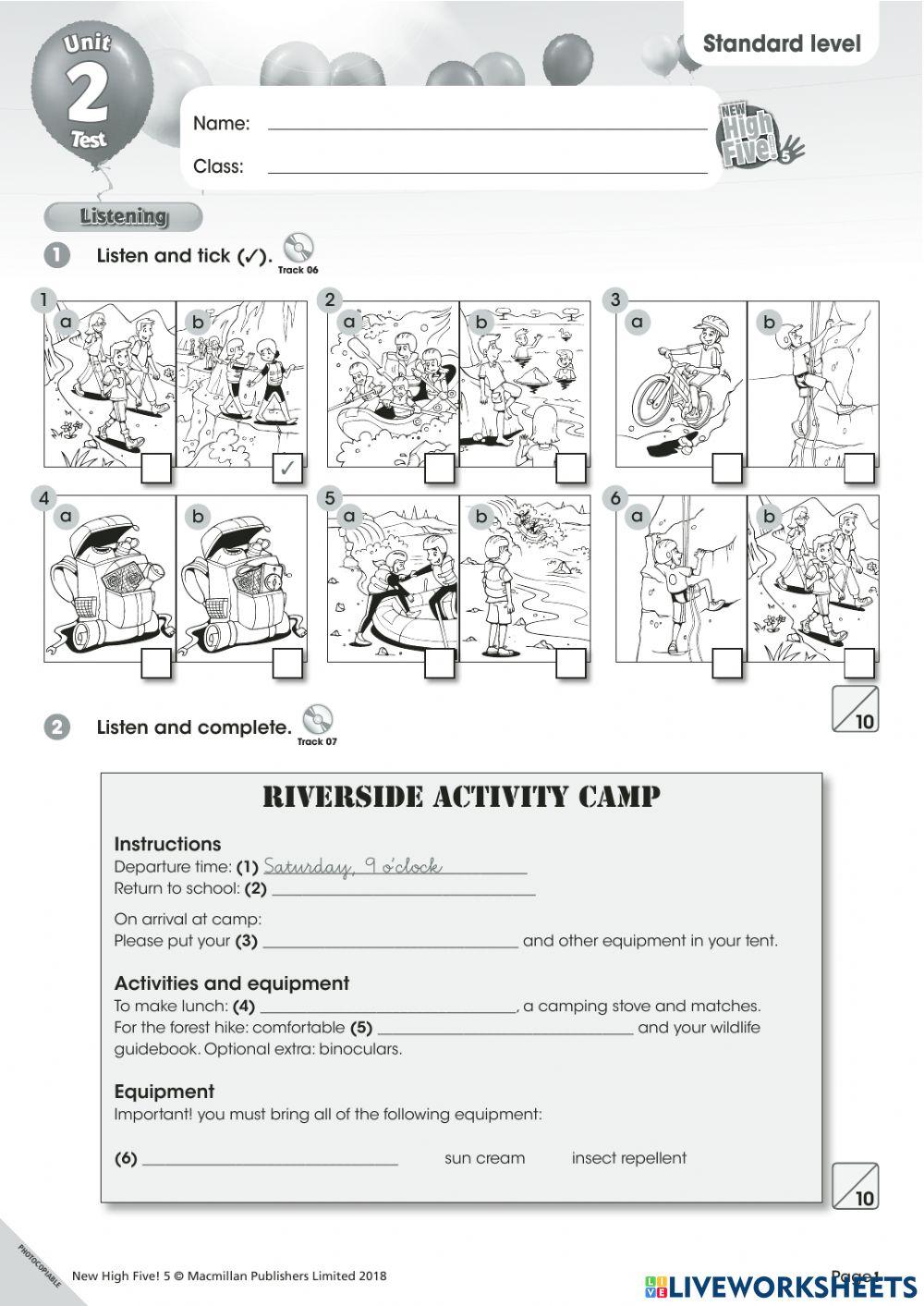 Standard 2 Test. NHF