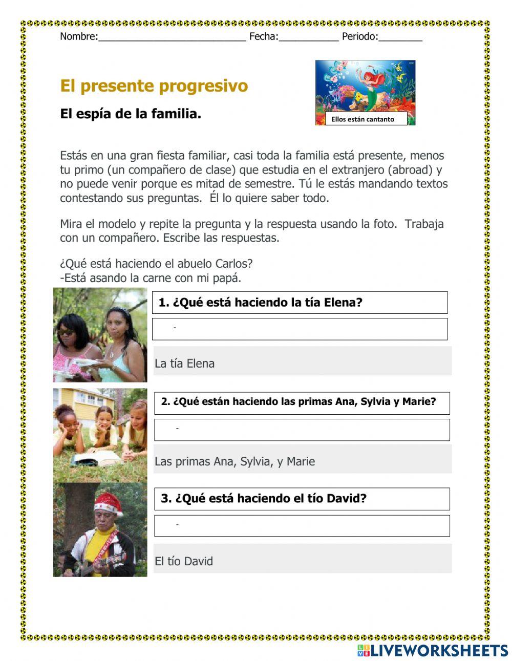 el presente progresivo (speaking) online exercise for Live Worksheets