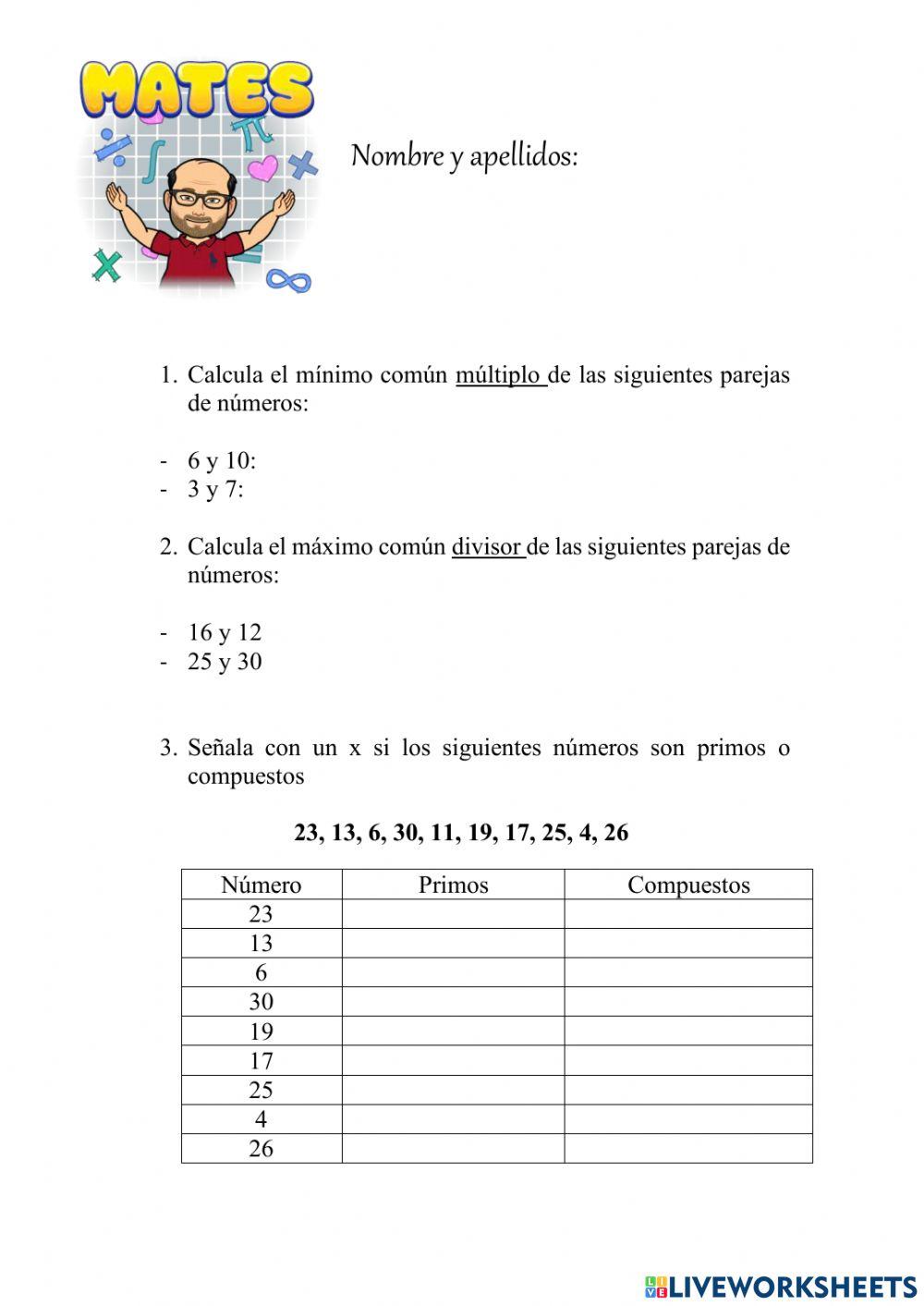 Múltiplos y divisores
