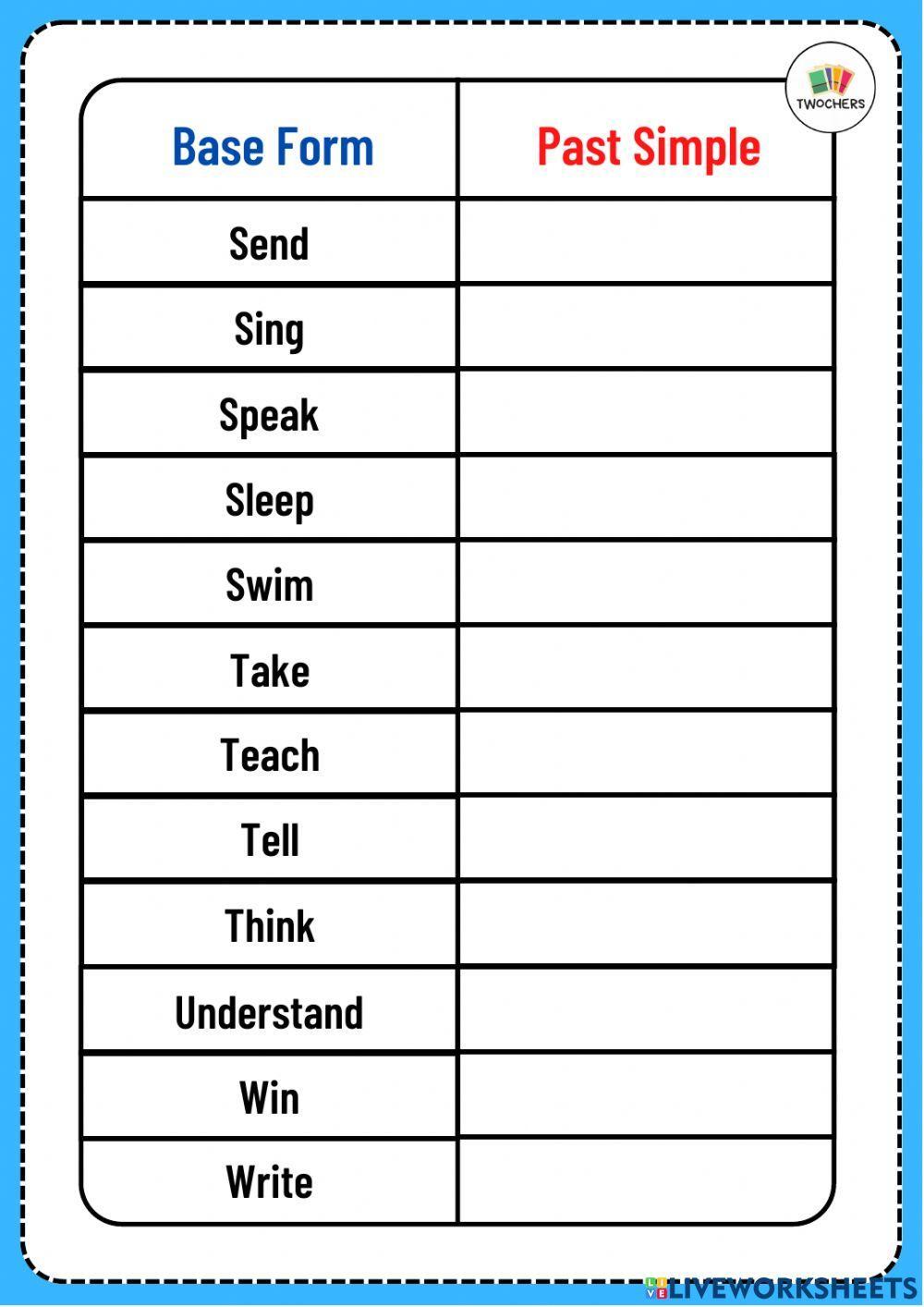 Past Simple Irregular Verbs