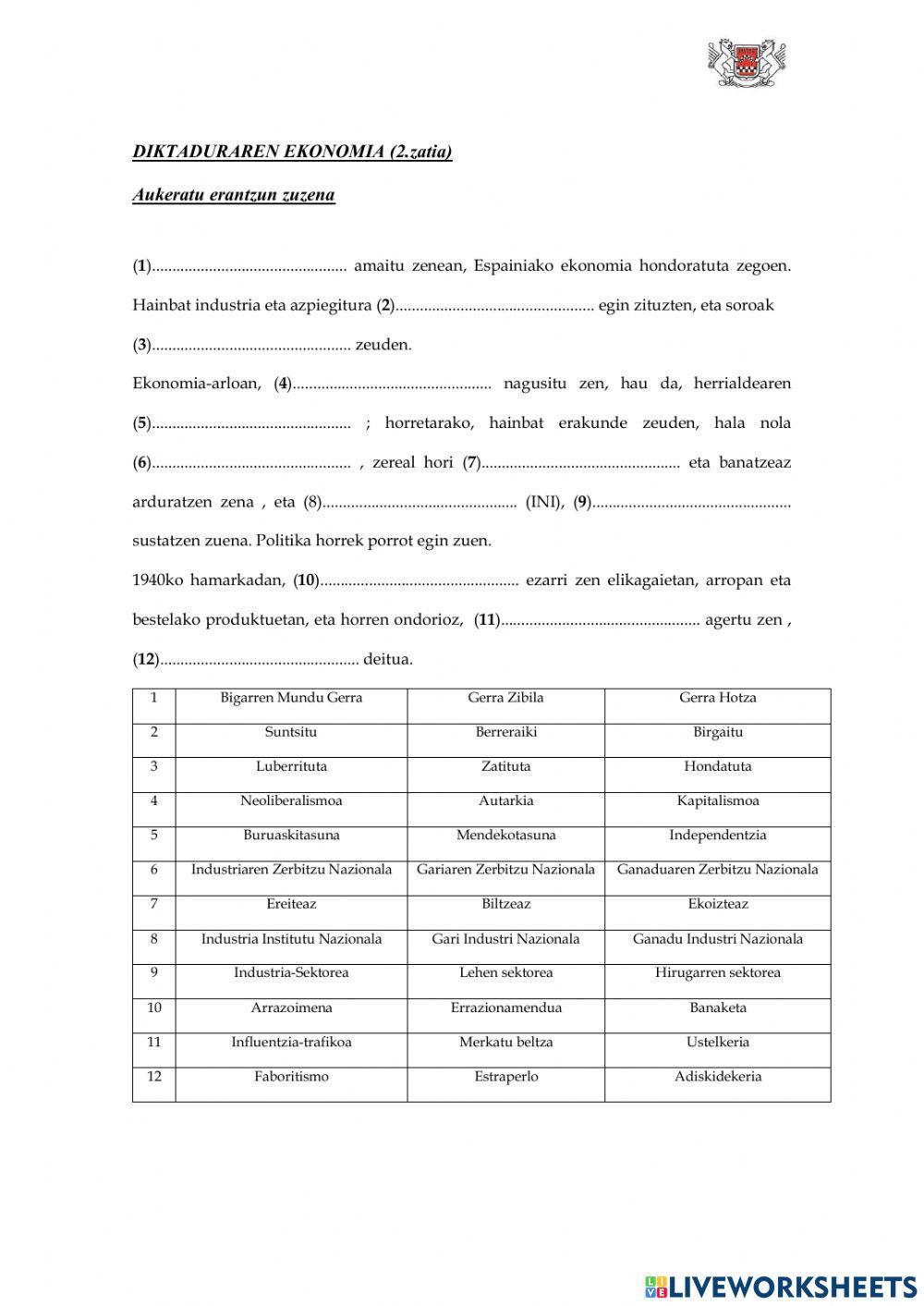 DIKTADURAREN EKONOMIA (2.zatia)