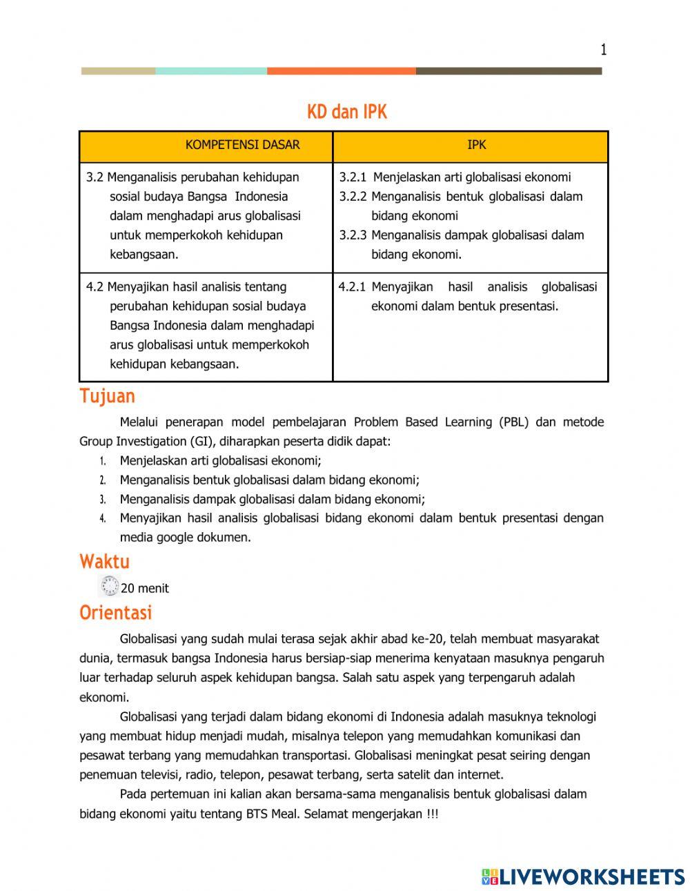 Globalisasi Ekonomi Jaringan Informasi