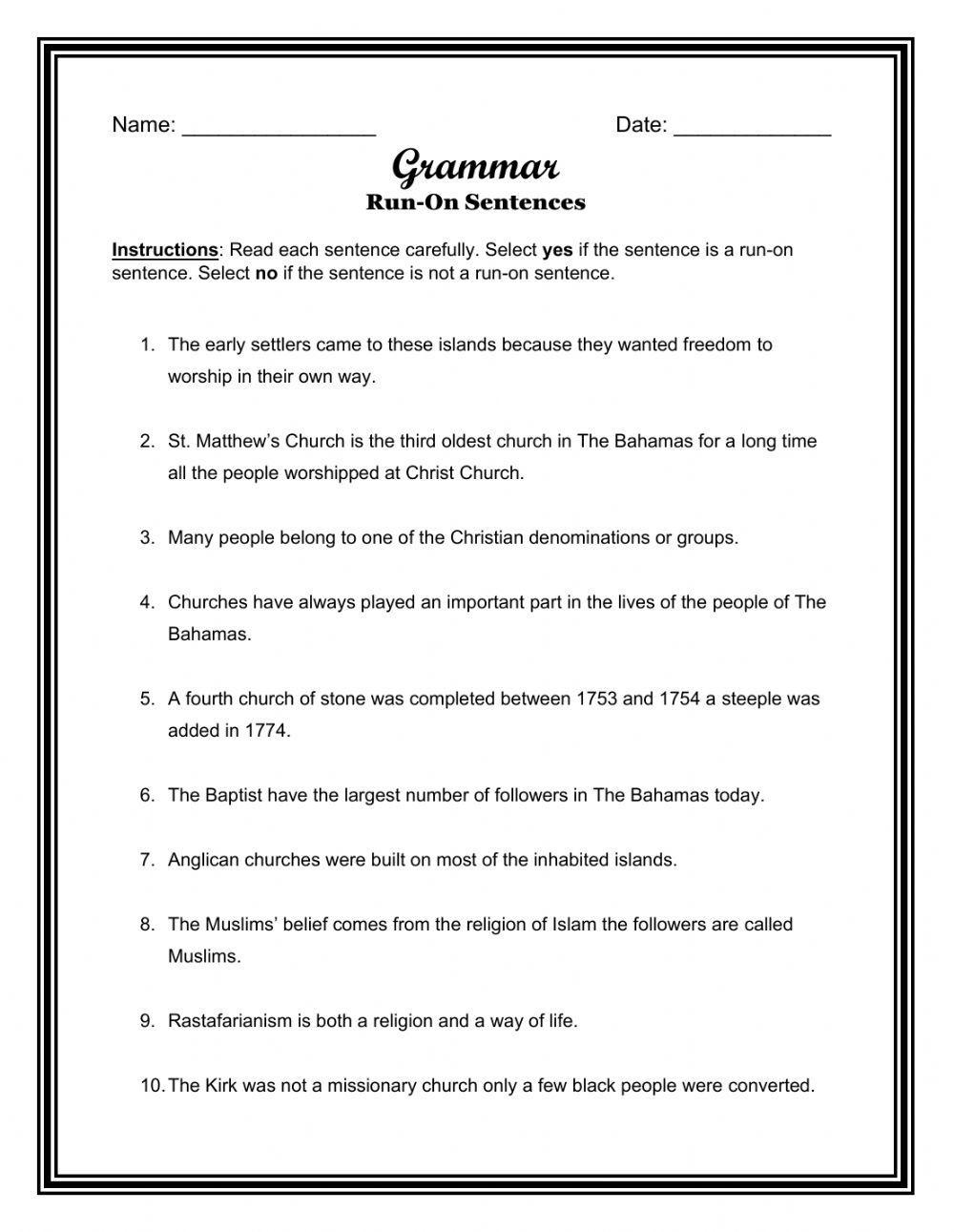 Run-On Sentences Run-On Sentences