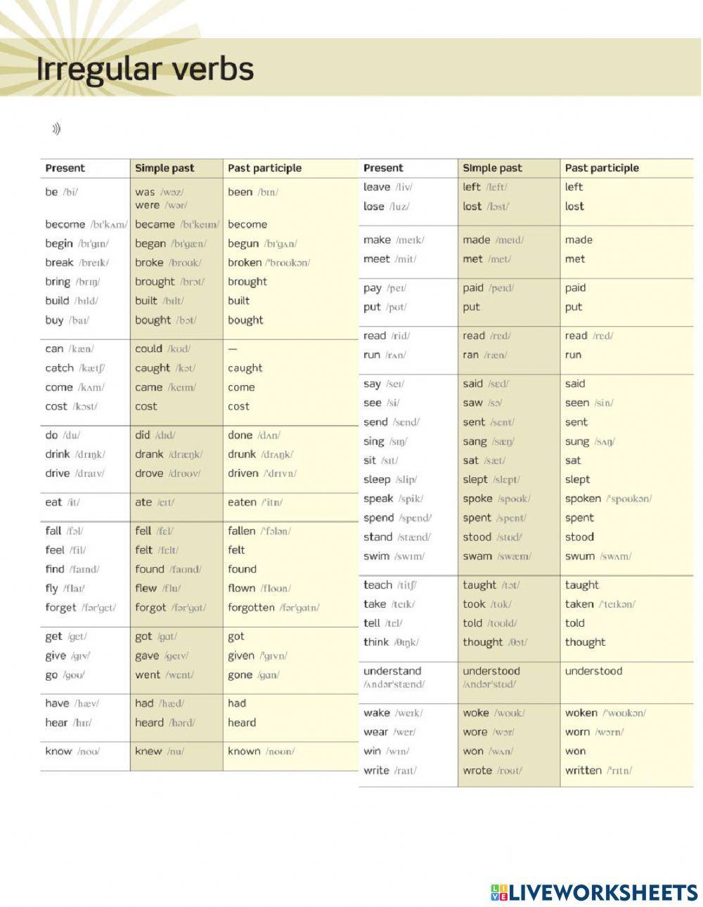 Irregular verbs