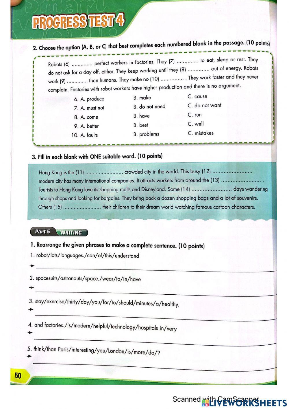 Progress test 4 - RO6 Practice test