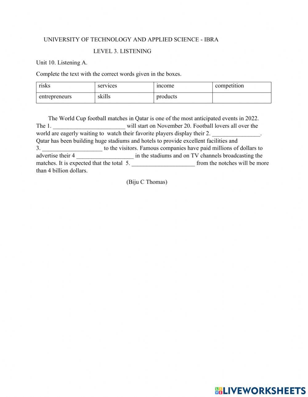 L3 Listening Unit 10 A