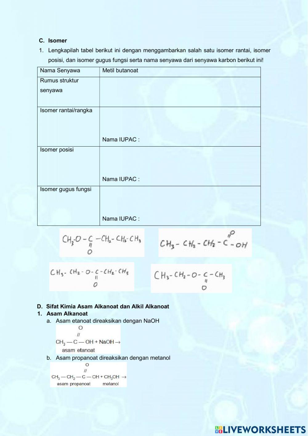 LKPD Senyawa asam alkanoat dan alkil alkanoat