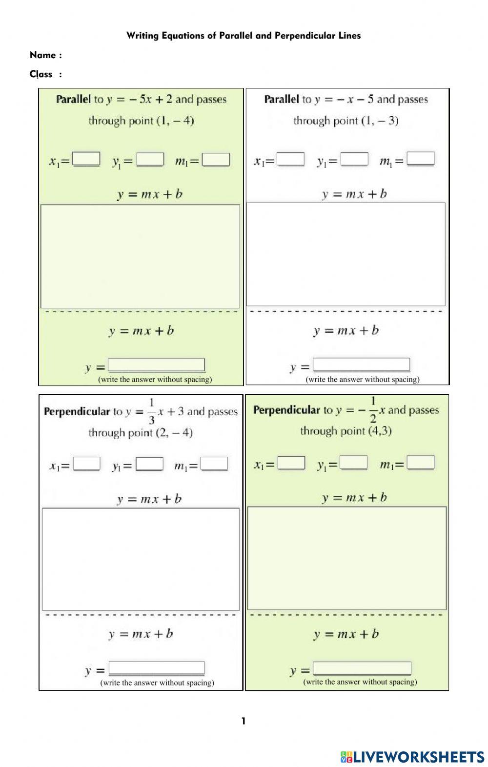 Writing Equations of Parallel and Perpendicular Lines