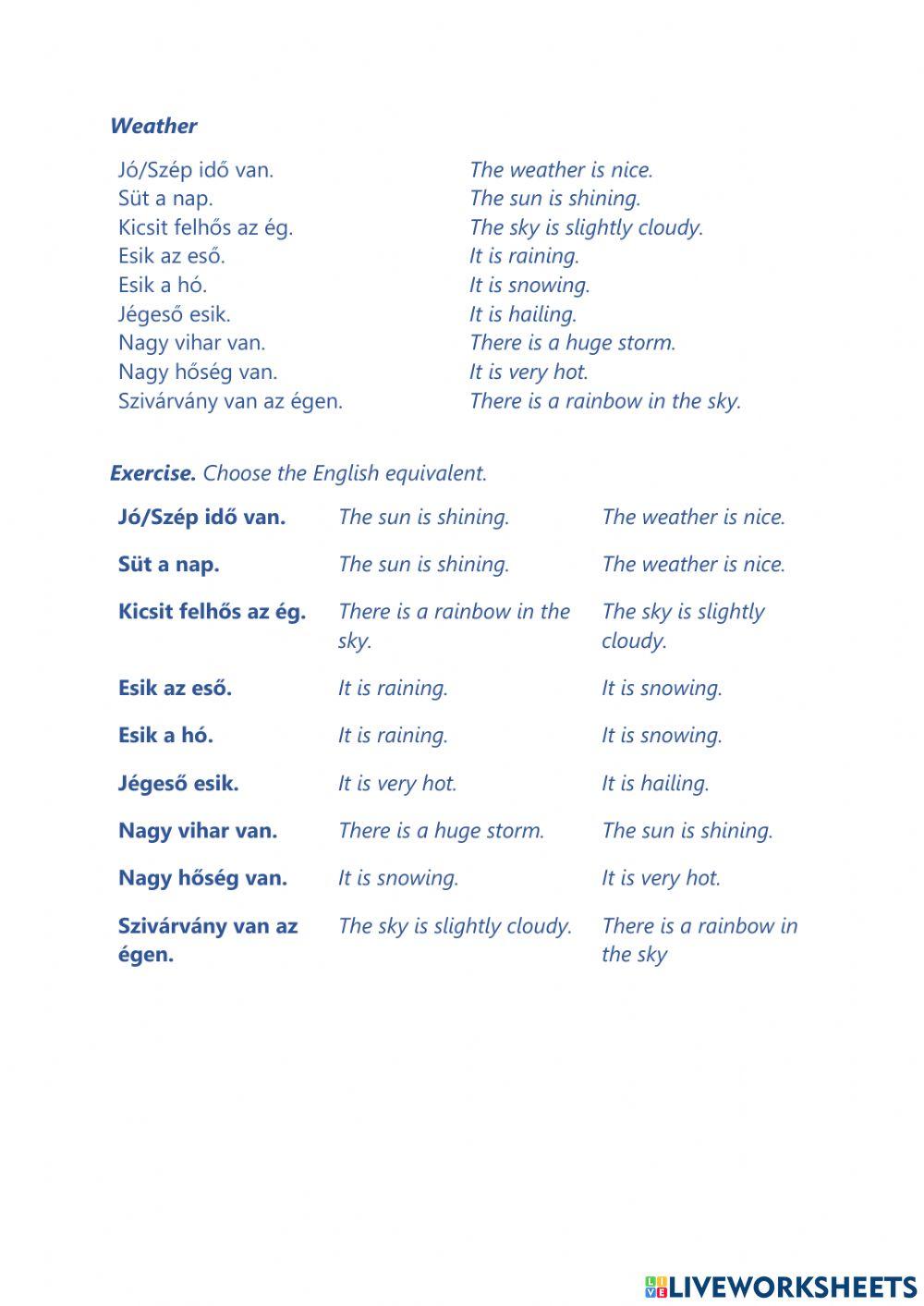 Weather: Az időjárás