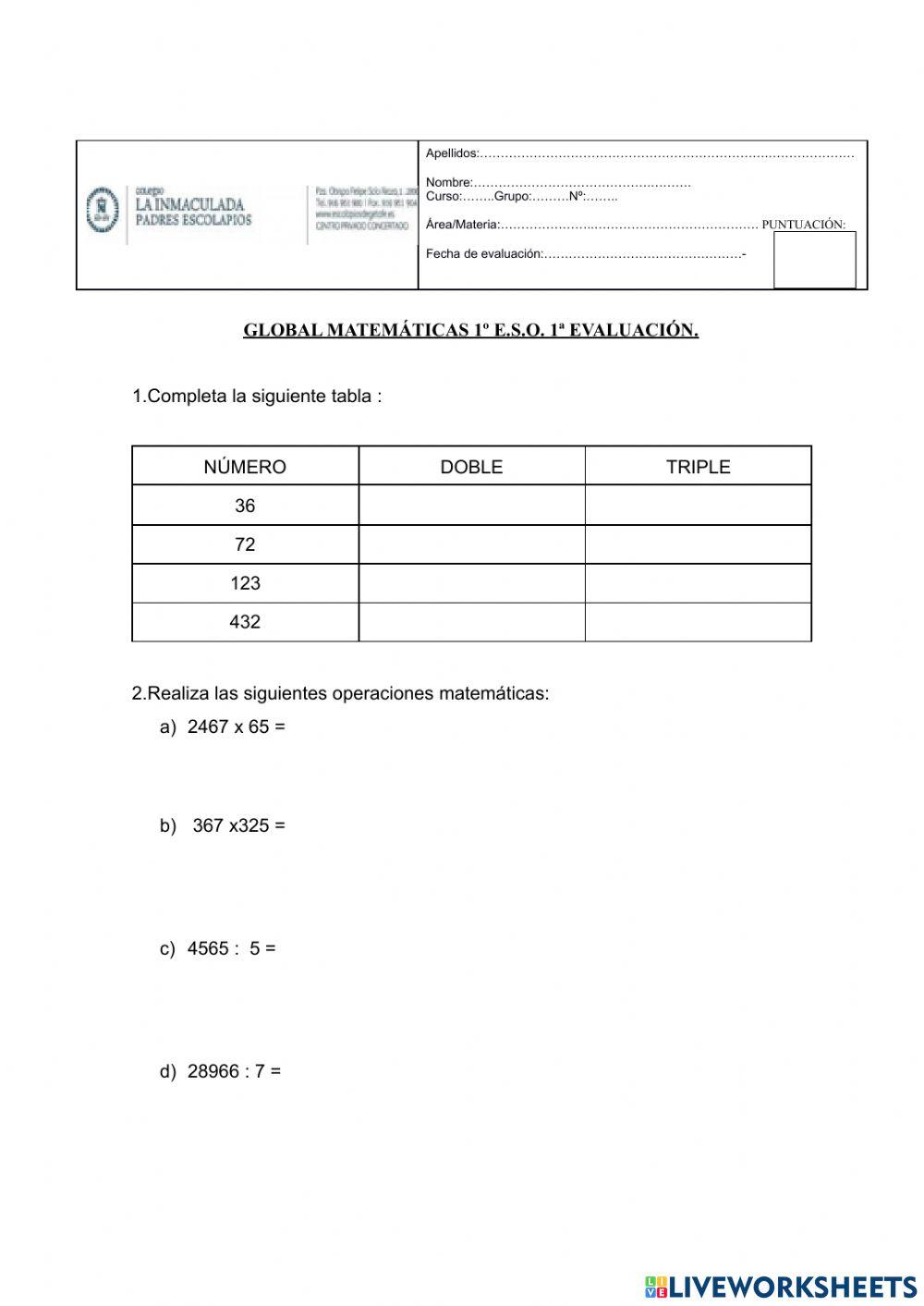 Matematicas 1º ESO Adaptación