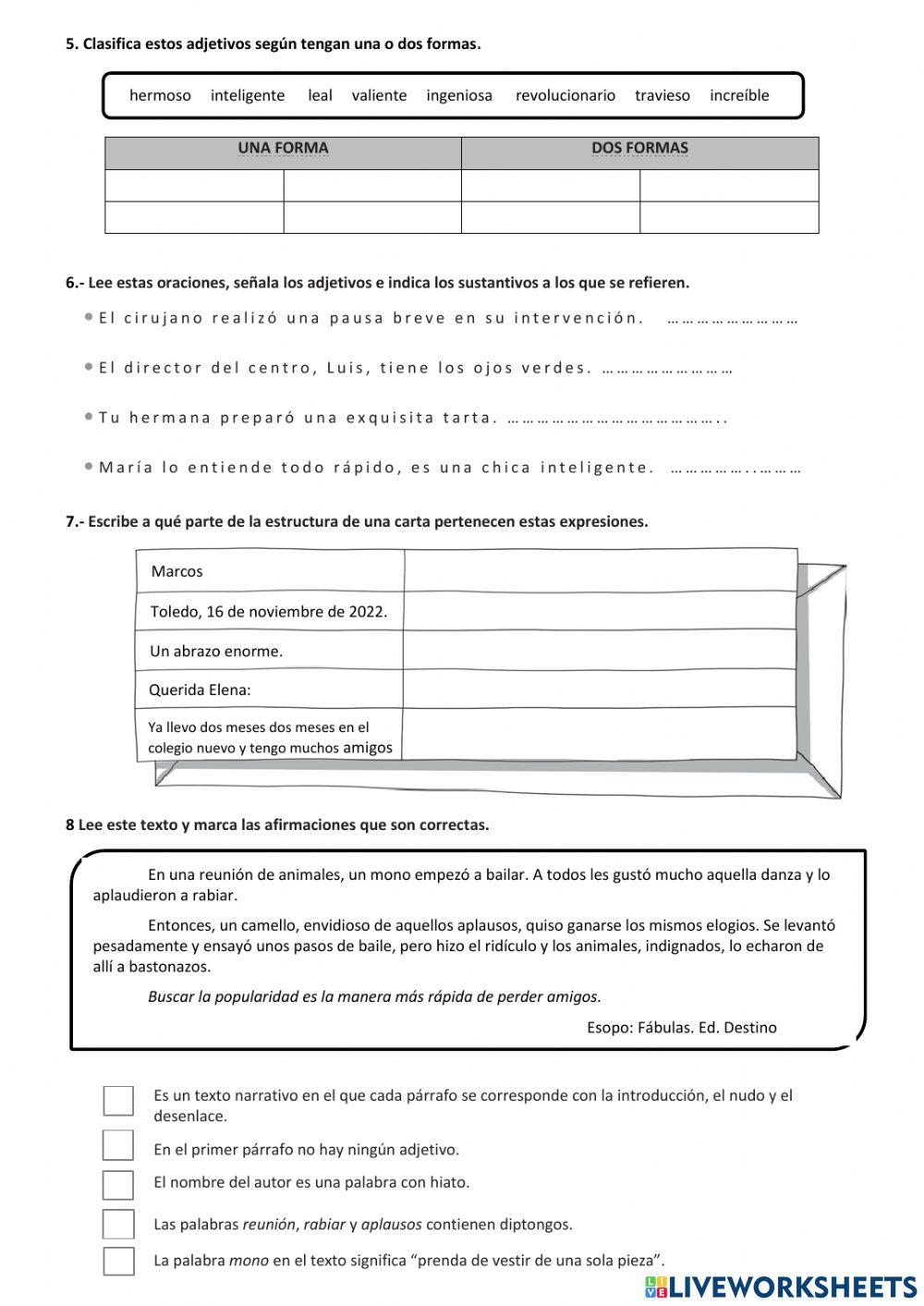 Ficha de repaso U.D.3 Lengua 5º