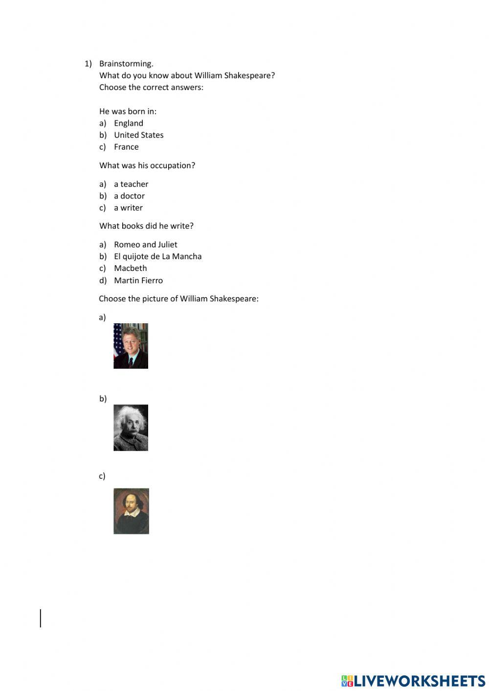 What do you know about Shakespeare?