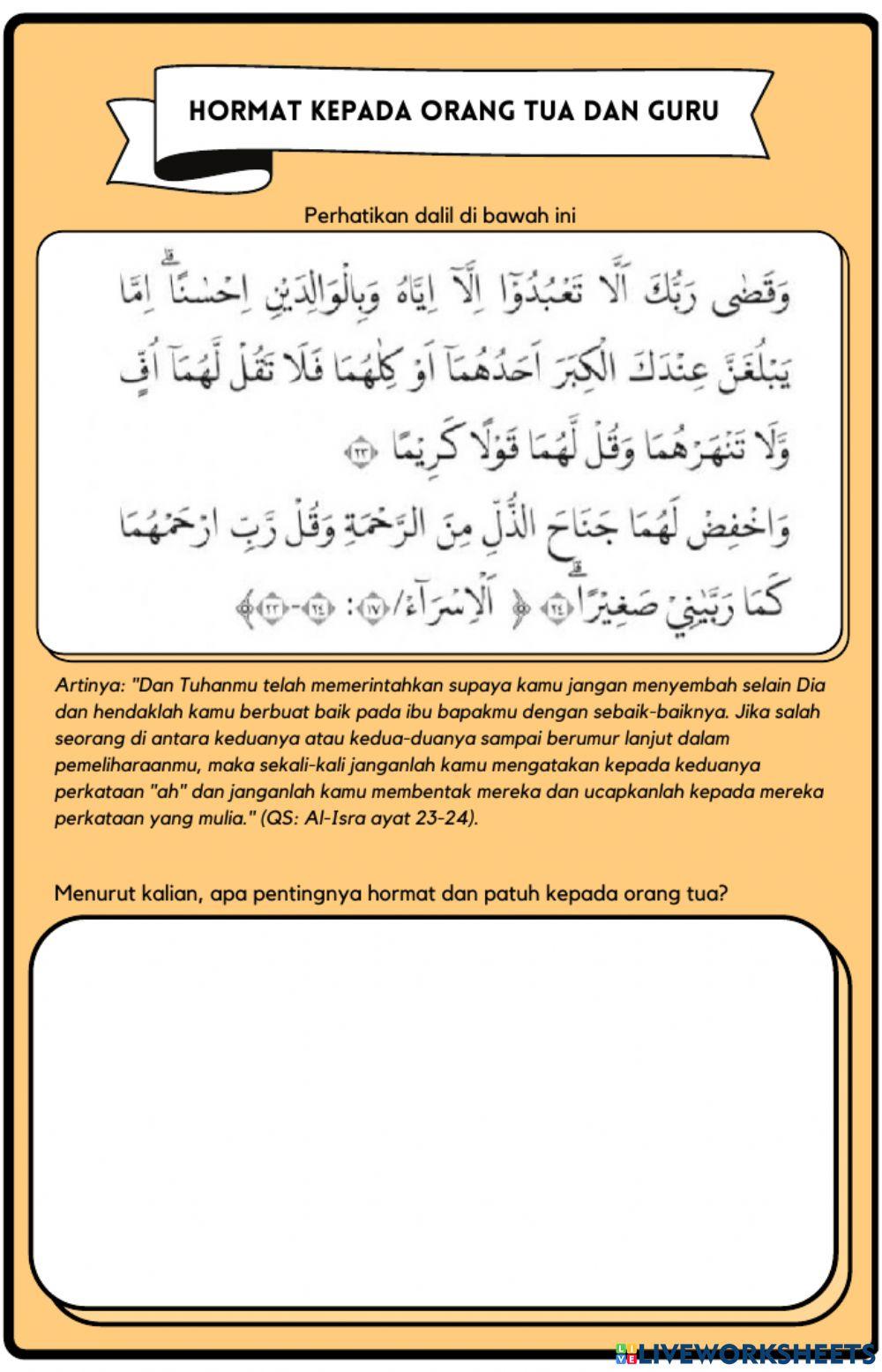LKPD Hormat Kepada Orang Tua dan Guru