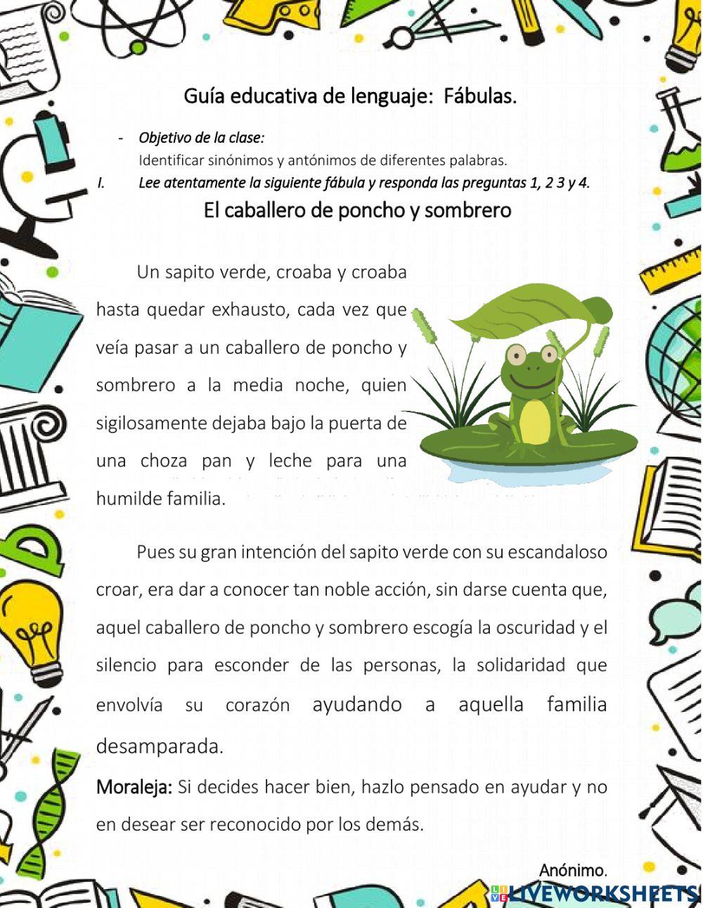 Guía Fabula- sinónimos y antónimos.