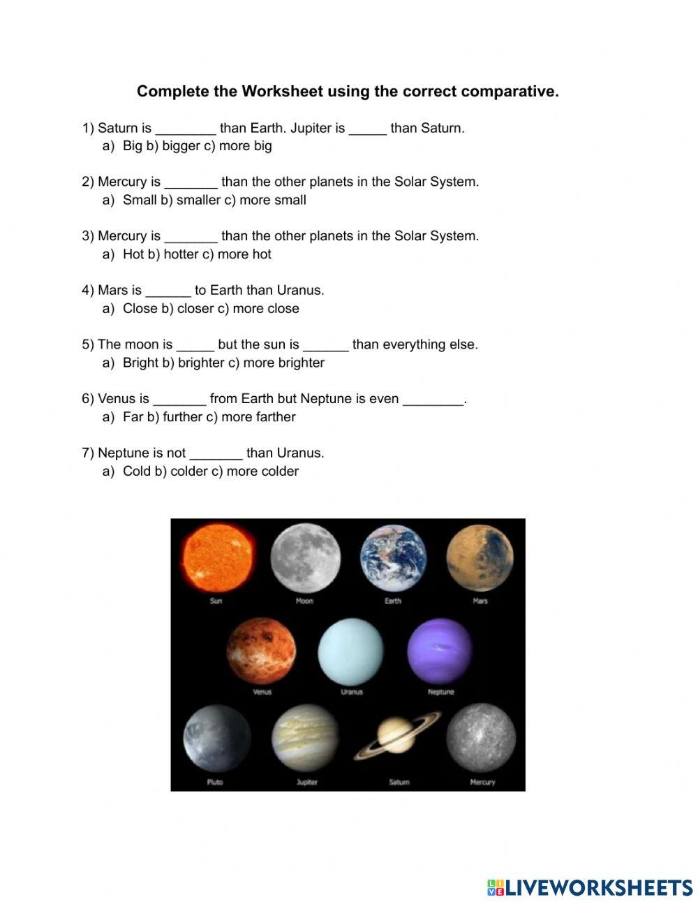 Comparatives : Solar System