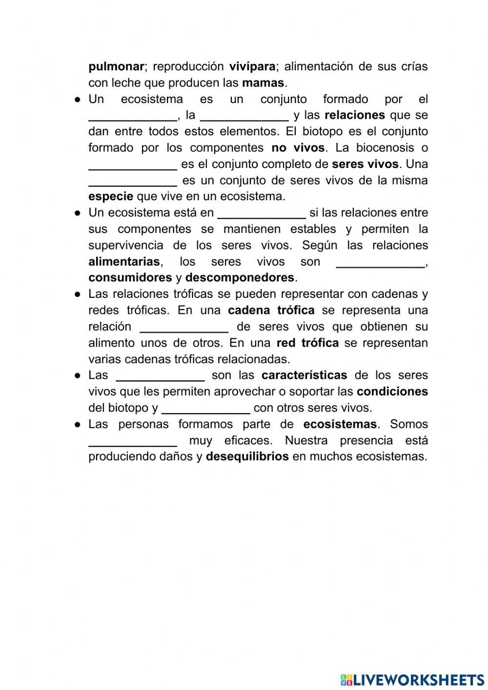 Los seres vivos en el medio