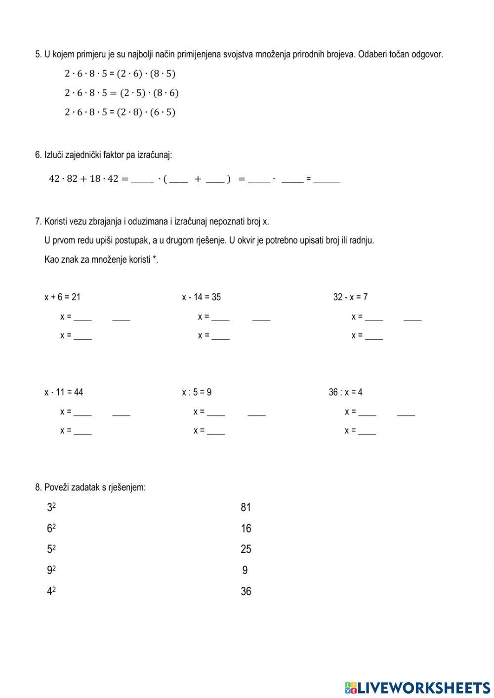 Računske radnje u skupu N-0
