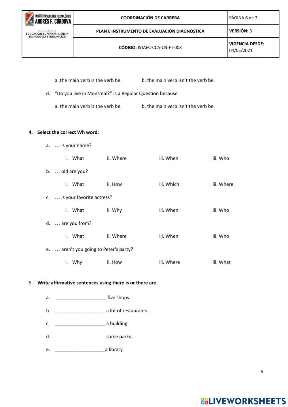 Diagnostico Inglés II