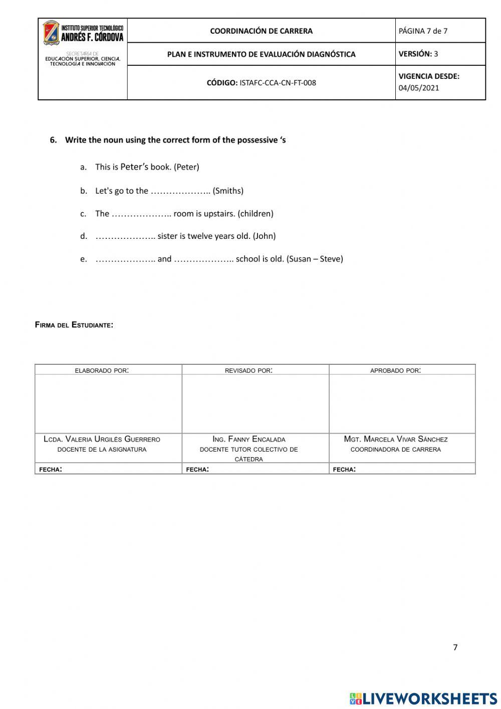 Diagnostico Inglés II