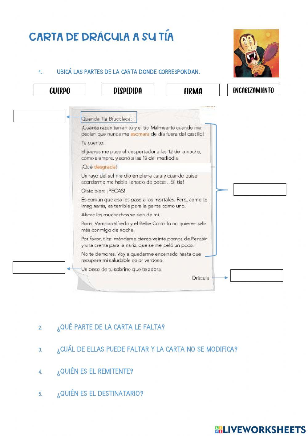 Carta de drácula a su tía