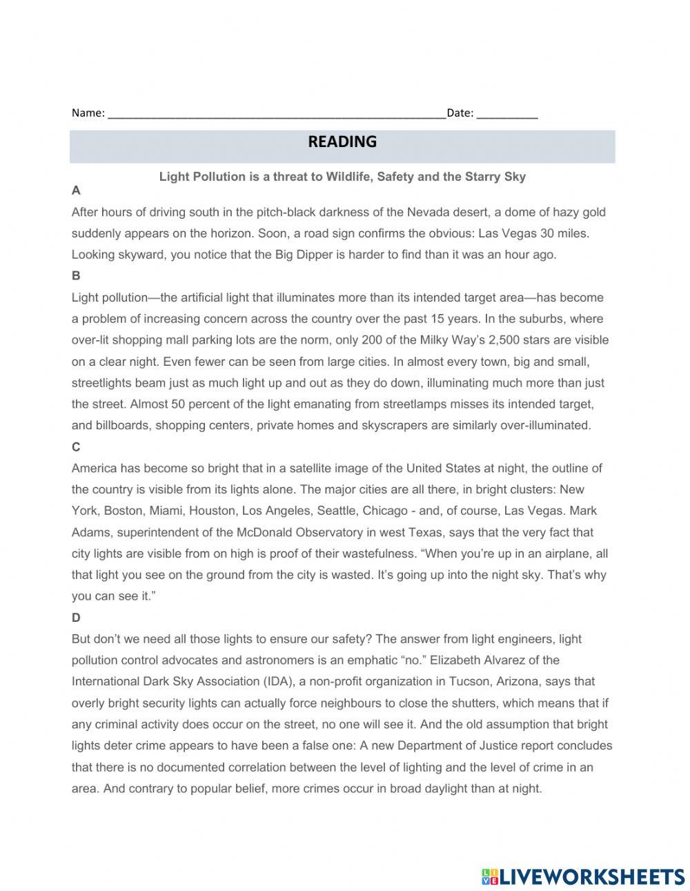 Reading Comprehension- IELTS