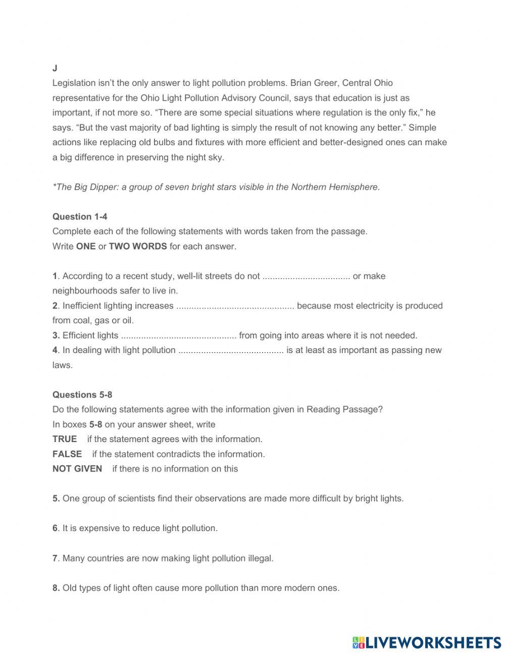 Reading Comprehension- IELTS